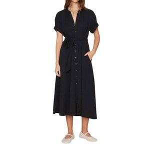 Xirena Black Gauze Belted Dress XS